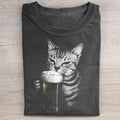 Funny Cat Beer Y2k Vintage 90s T-shirt