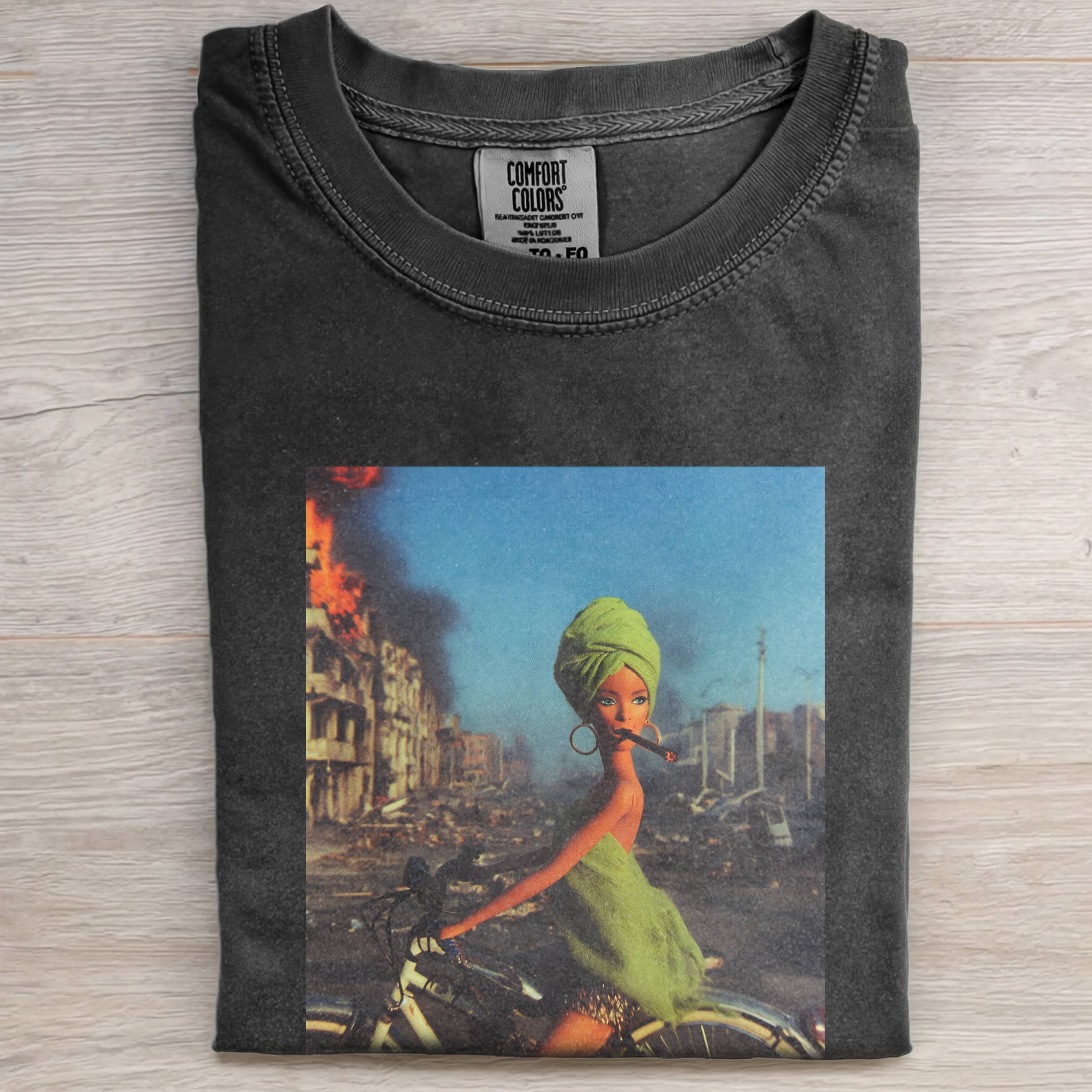 BARBIECORE BLACK LEATHER CYCLING SHORT-SLEEVE T-SHIRT