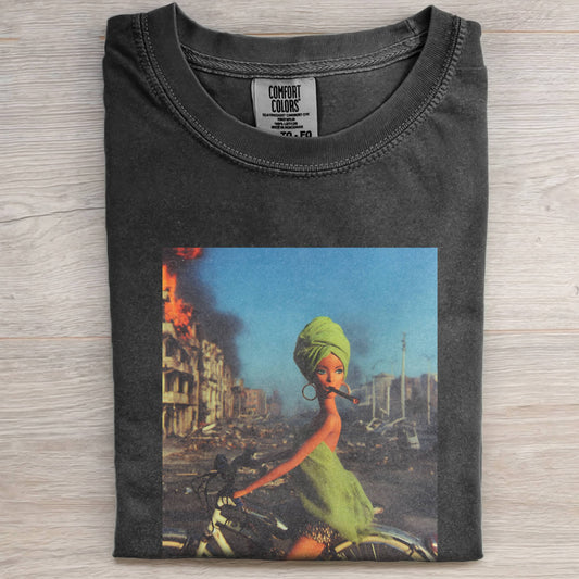 BARBIECORE BLACK LEATHER CYCLING SHORT-SLEEVE T-SHIRT