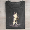 Saxophone Cat Vintage Graphic T-shirt
