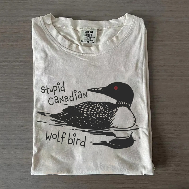 Maglietta stupida di hockey con uccelli lupo canadese e amore con fan LGBT