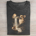 Funny Corgi Howling to the Moon T-shirt